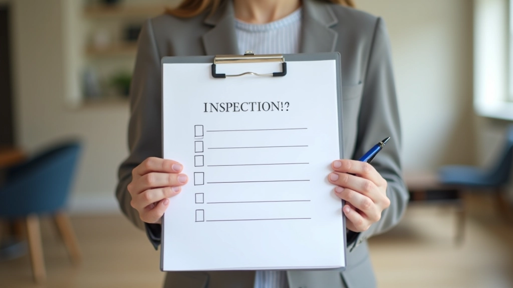 Detailed checklist on clipboard with apartment condition items marked off, pen resting on side