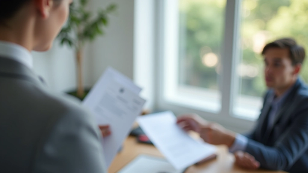 Real estate agent handing over rental agreement documents to prospective tenant in office setting